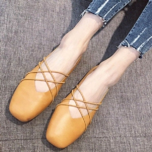 Pu Square Toe Slip-on Feminino