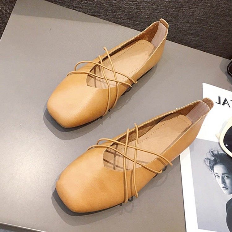 Pu Square Toe Slip-on Feminino
