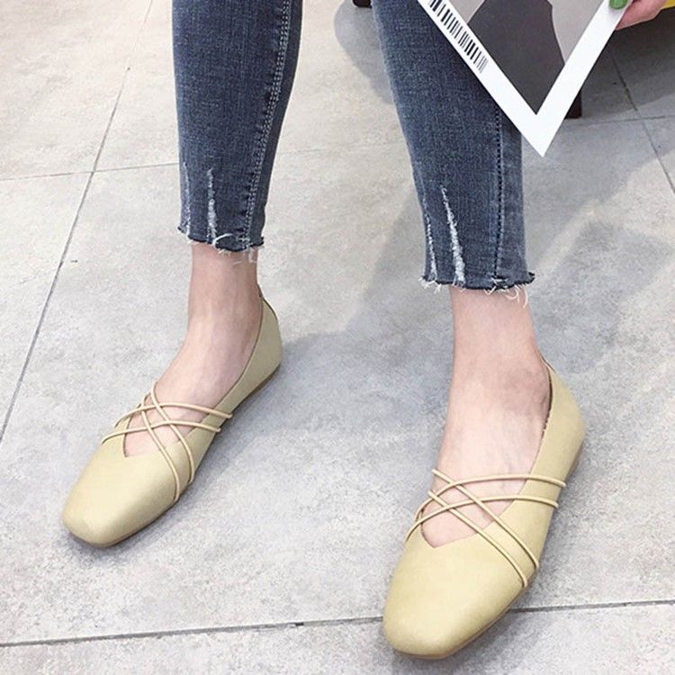 Pu Square Toe Slip-on Feminino