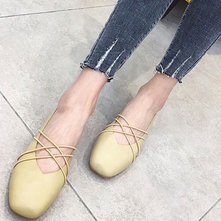 Pu Square Toe Slip-on Feminino