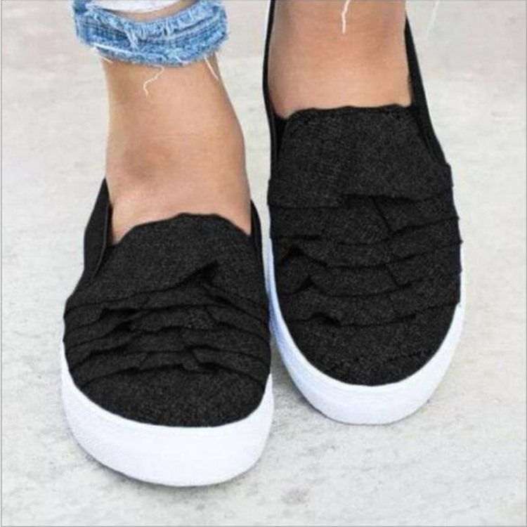 Ruffles Platform Round Toe Sapatilhas Femininas