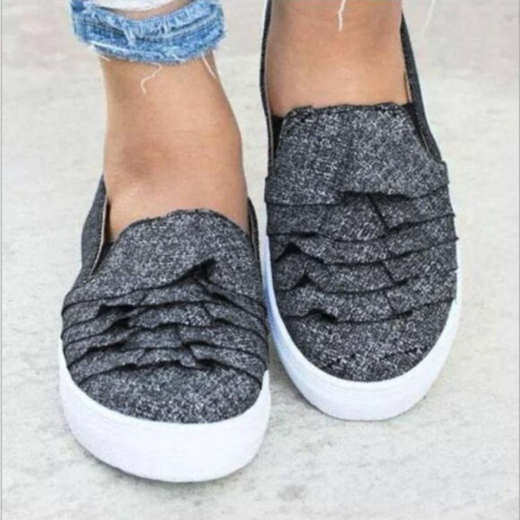 Ruffles Platform Round Toe Sapatilhas Femininas