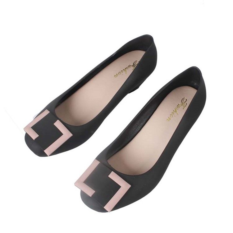 Sapatos De Gelatina Femininos Com Salto Redondo Em Cunha Em Pvc
