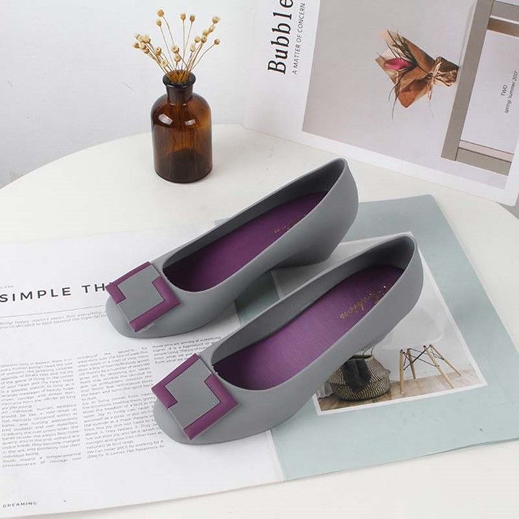 Sapatos De Gelatina Femininos Com Salto Redondo Em Cunha Em Pvc