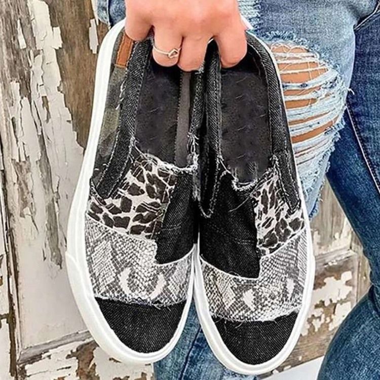 Tênis Femininos Com Corte Decotado Superior Leopardo