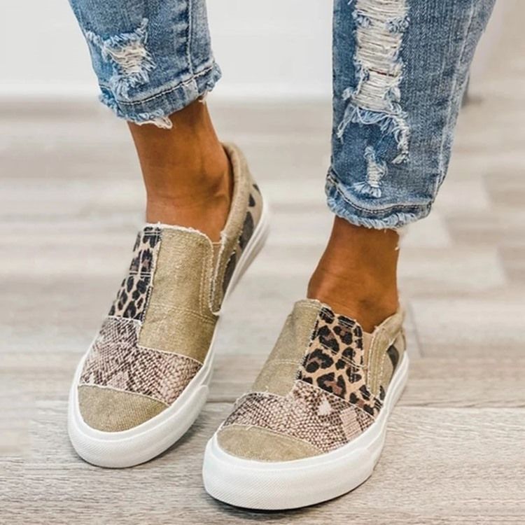 Tênis Femininos Com Corte Decotado Superior Leopardo