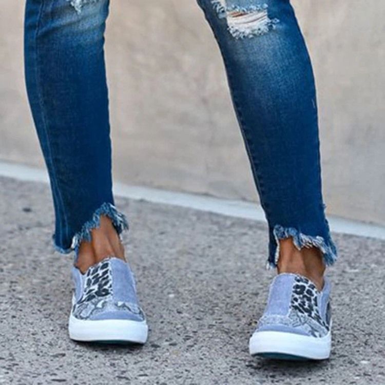 Tênis Femininos Com Corte Decotado Superior Leopardo