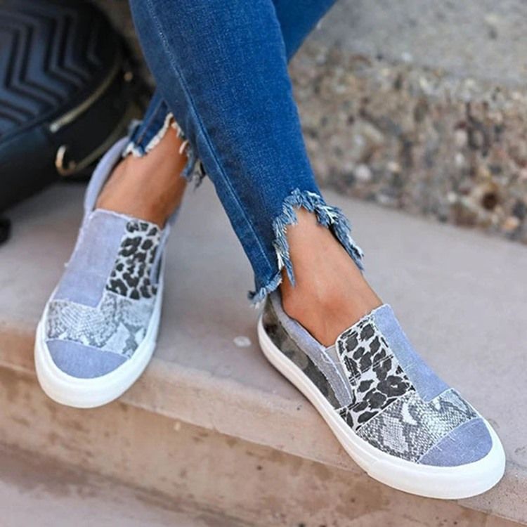Tênis Femininos Com Corte Decotado Superior Leopardo