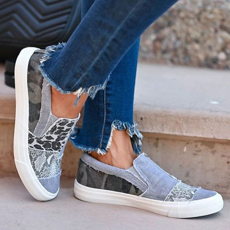 Tênis Femininos Com Corte Decotado Superior Leopardo