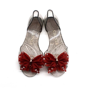 Tênis Peep Toe Feminino Jelly Slip-on Bowtie