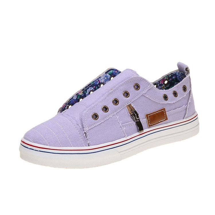 Toe Redondo Feminino Liso Com Zíper Decotado Na Parte Superior Sapatos Finos