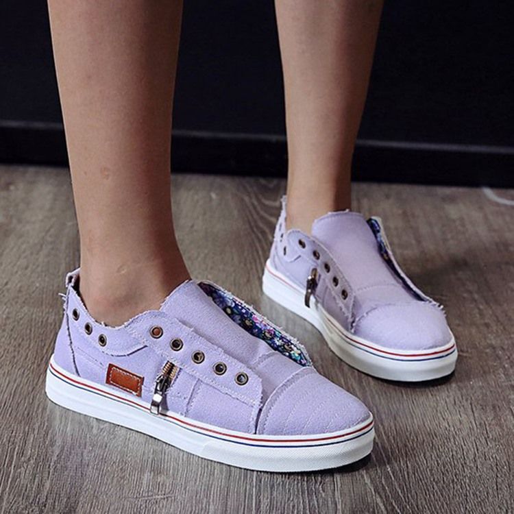 Toe Redondo Feminino Liso Com Zíper Decotado Na Parte Superior Sapatos Finos