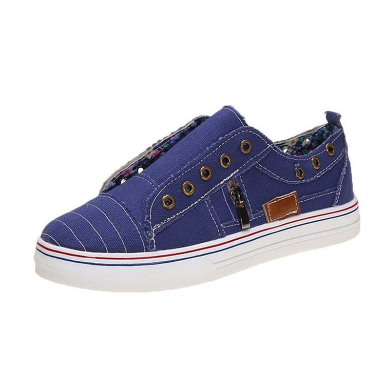 Toe Redondo Feminino Liso Com Zíper Decotado Na Parte Superior Sapatos Finos