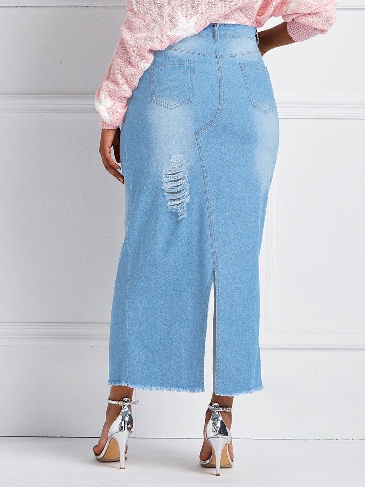 Bodycon Ripped Pockets Saia Feminina
