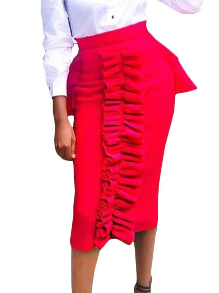 Feminino Saia Longa Lisa Selvedge Bodycon Office Lady Mid-calf