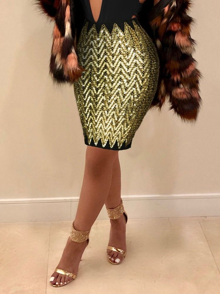 Mini Saia Feminina Bodycon Lantejoulas Mini Saia Moda