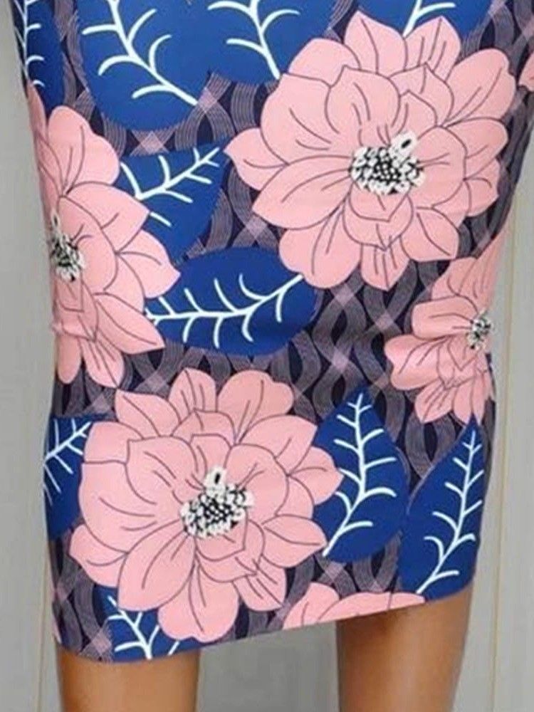 Mulher Com Estampa Mid-panturrilha Bodycon Fashion Saia Floral