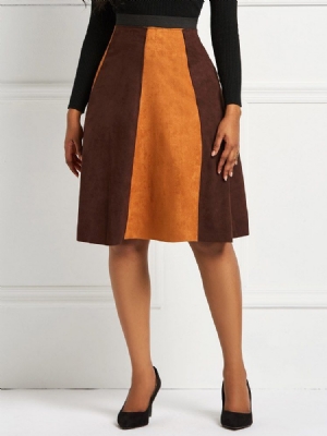 Patchwork Color Block A-line Saia Feminina