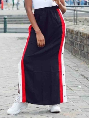 Saia Casual Feminina De Cor Lisa Na Altura Do Tornozelo