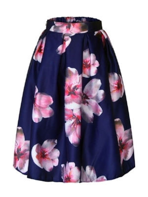 Saia Feminina Com Estampa Floral Até O Joelho