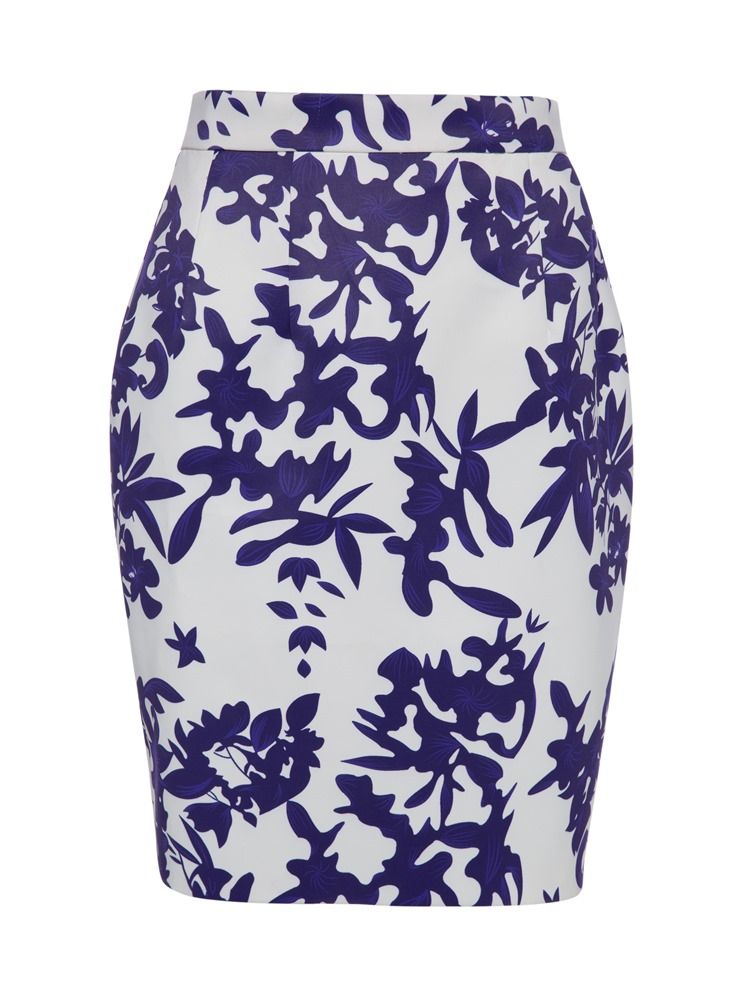Saia Feminina Com Estampa Floral Bodycon Na Cintura
