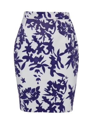 Saia Feminina Com Estampa Floral Bodycon Na Cintura