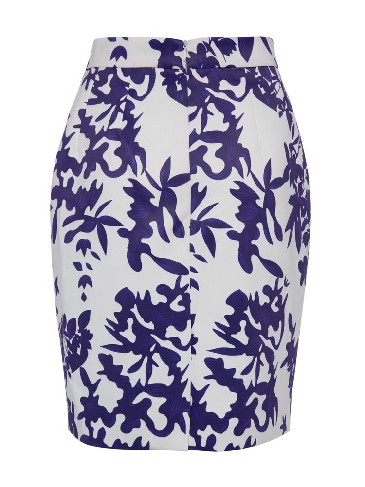 Saia Feminina Com Estampa Floral Bodycon Na Cintura
