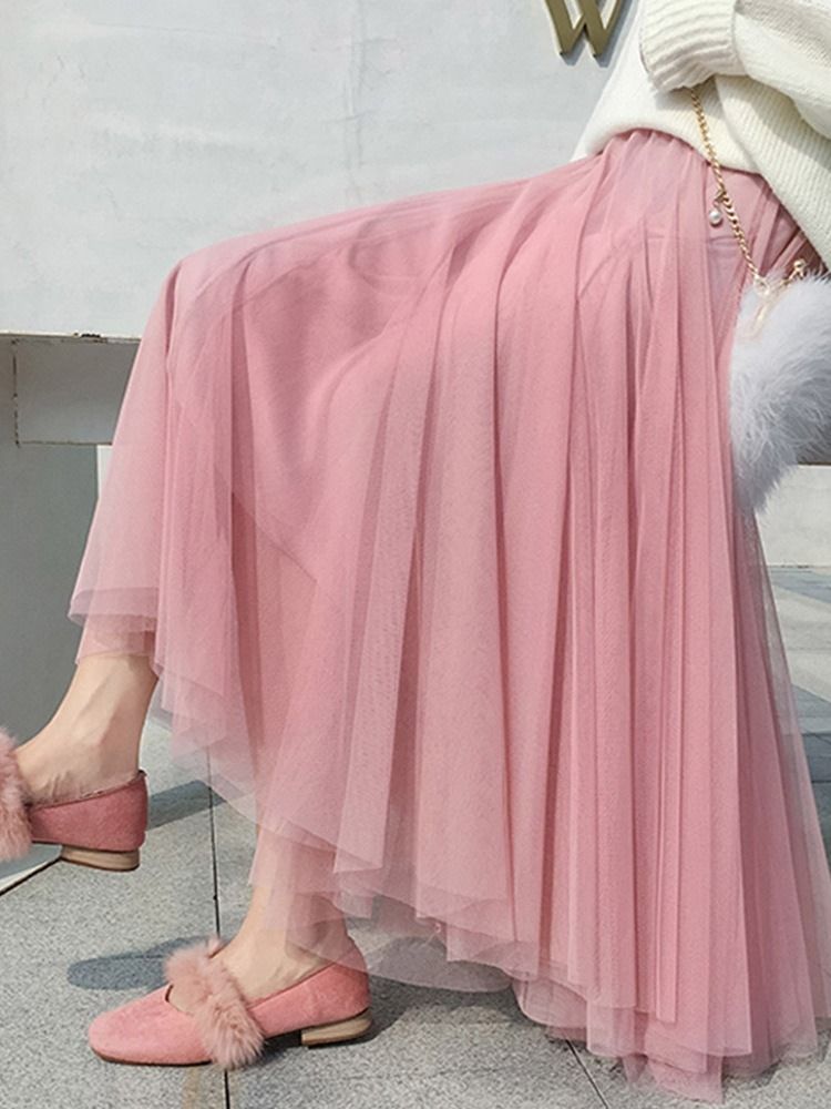 Saia Feminina Elegante De Malha Lisa Com Panturrilha Média