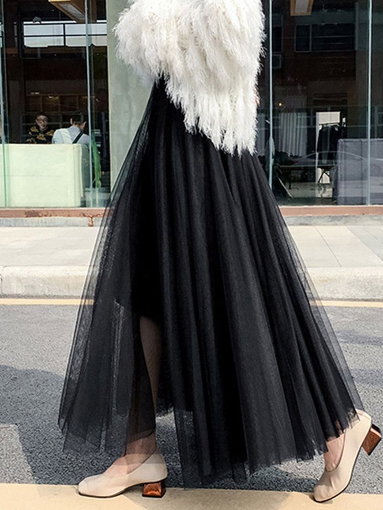Saia Feminina Elegante De Malha Lisa Com Panturrilha Média