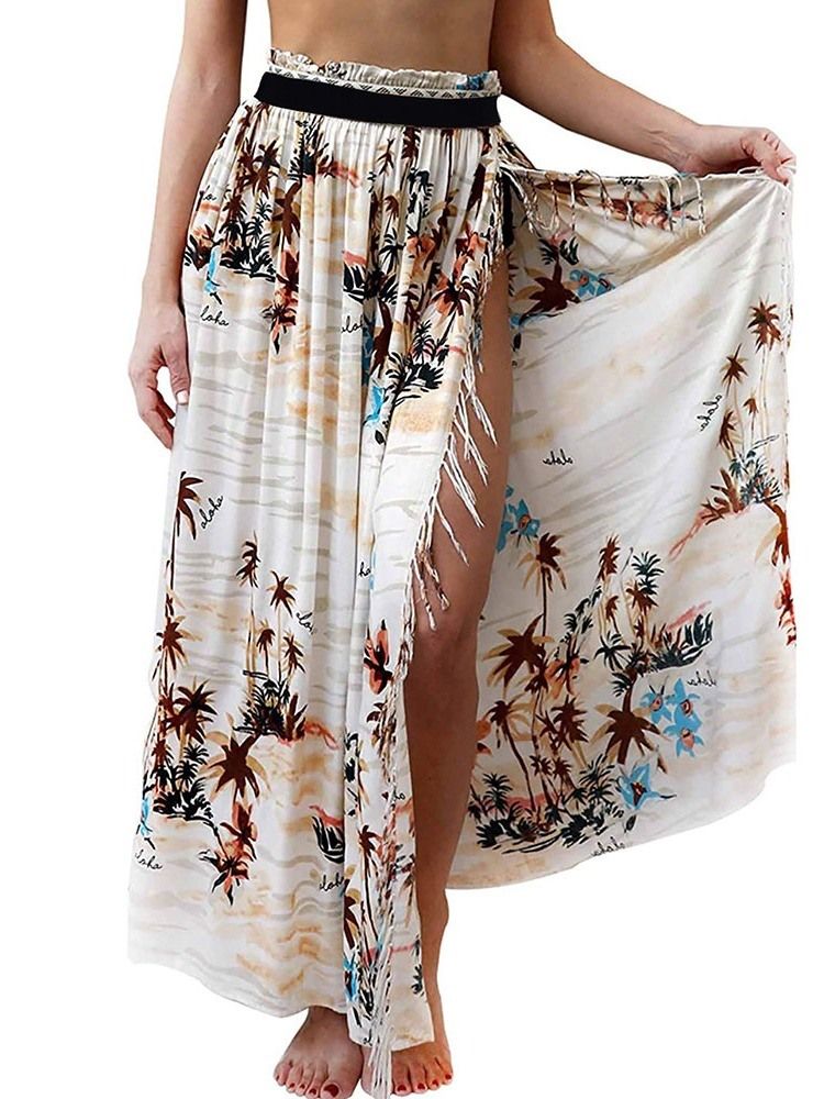 Saia Feminina De Faroeste Floral Até O Chão