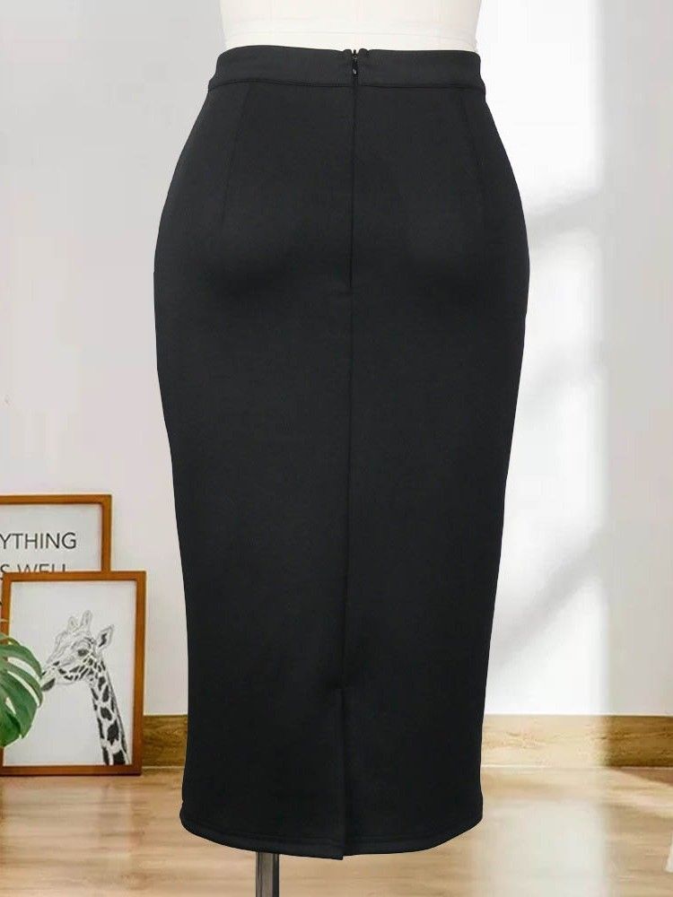 Saia Lápis Feminina Bolso Liso Saia Elegante De Cintura Alta