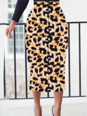 Saia Lápis Saia Feminina Leopardo Médio