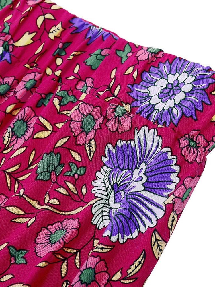 Saia Longa Doce Assimétrica Estampa Floral Feminina