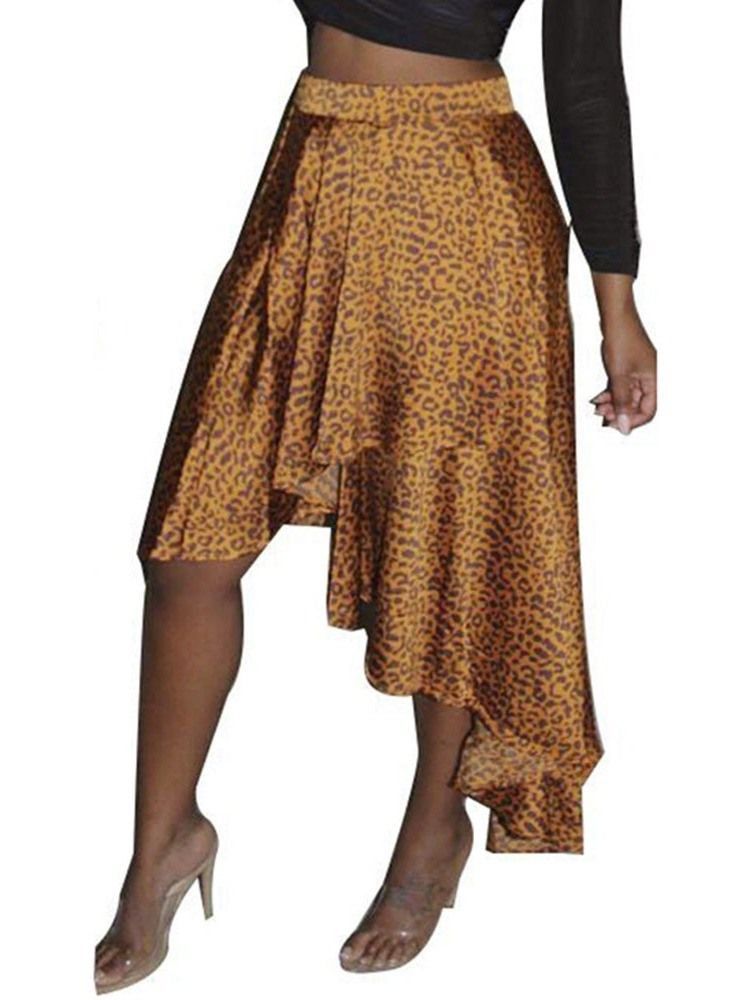 Saia De Meia Panturrilha Estampada Assimétrica Feminina