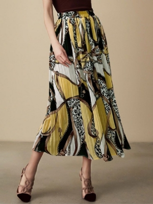 Saia Noturna Feminina Moda Africana Plissada Meia Canela Alta Cintura