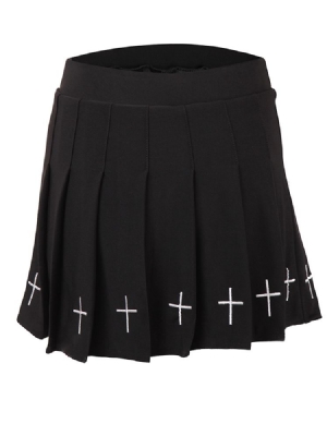 Traje Feminino De Halloween Com Saia Lisa Bordada Plissada