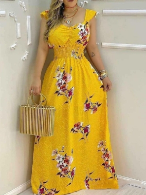 Boné Com Estampa De Manga Comprida Até O Chão Pullover Vestido Feminino Linha A