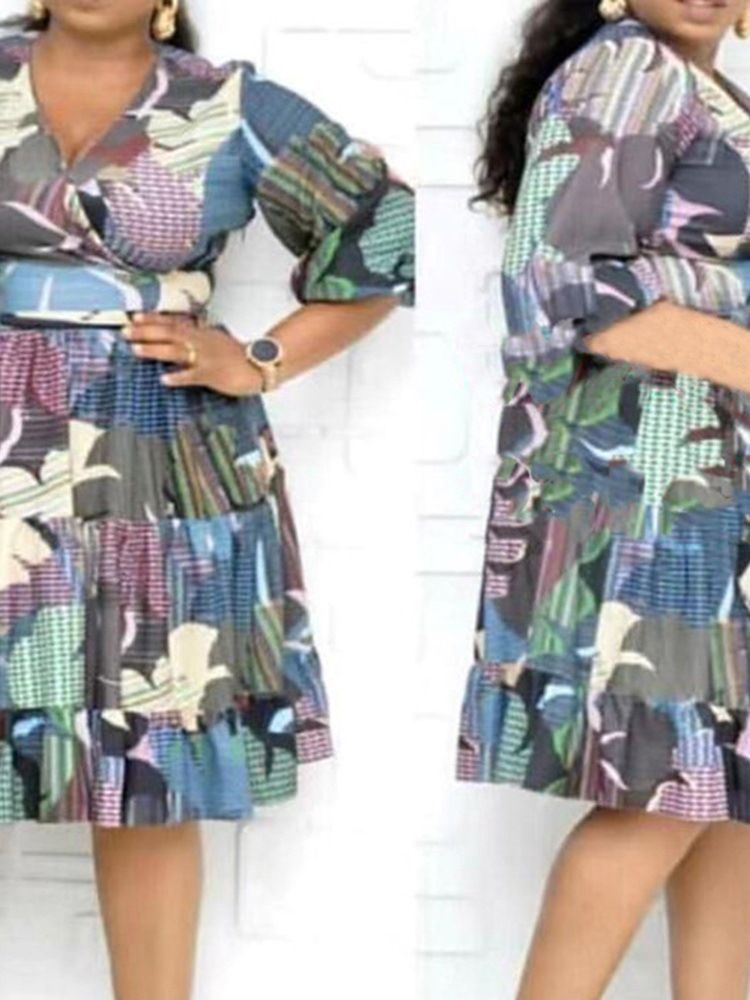 Calfinha Mediana Manga 3/4 Lace-up Vestido Feminino Linha A