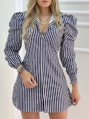 Feminino Acima Do Joelho Lapela Nove Pontos Manga A-line Vestido Noite Noite