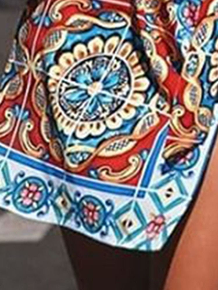 Lapela Feminina Estampada Acima Do Joelho Vestido Casual Regular