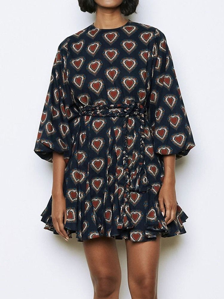 Manga De Nove Pontas Acima Do Joelho Pullover Cor Block Vestido Feminino