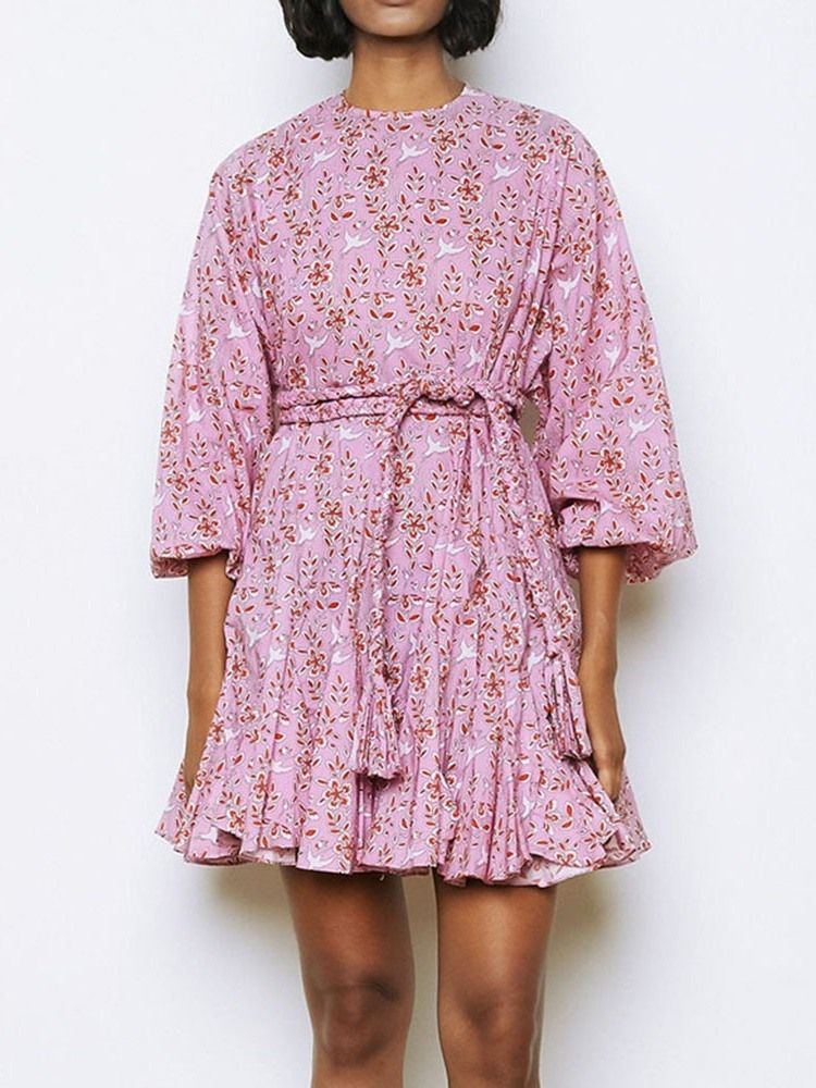 Manga De Nove Pontas Acima Do Joelho Pullover Cor Block Vestido Feminino