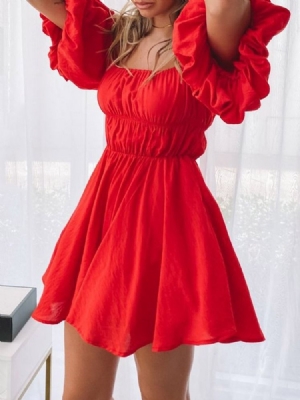 Off Ombro Meia Manga Acima Do Joelho Moda Vestido Feminino A-line