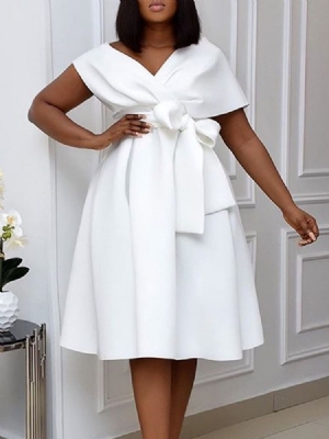 Pulôver Feminino Com Renda E Decote Em V Curto Vestido Liso
