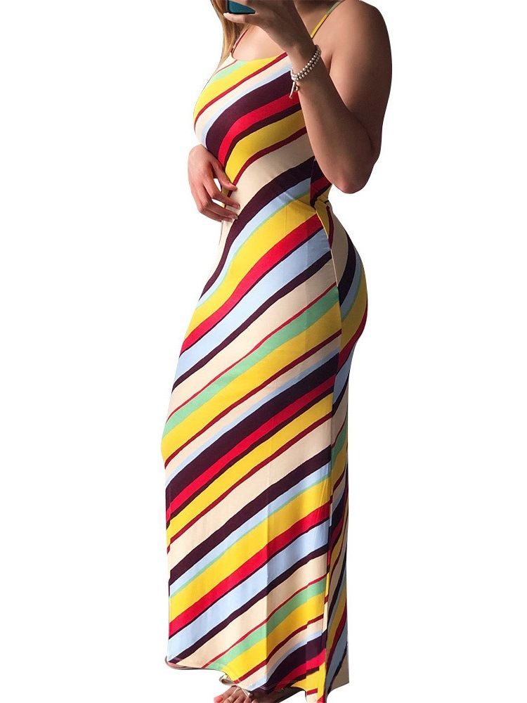 Pulôver Feminino Sem Mangas Estampado Vestido Longo De Linha A