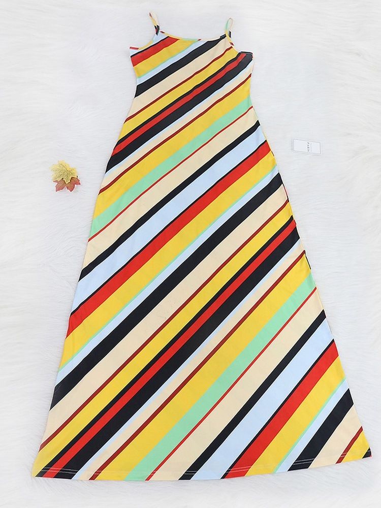 Pulôver Feminino Sem Mangas Estampado Vestido Longo De Linha A