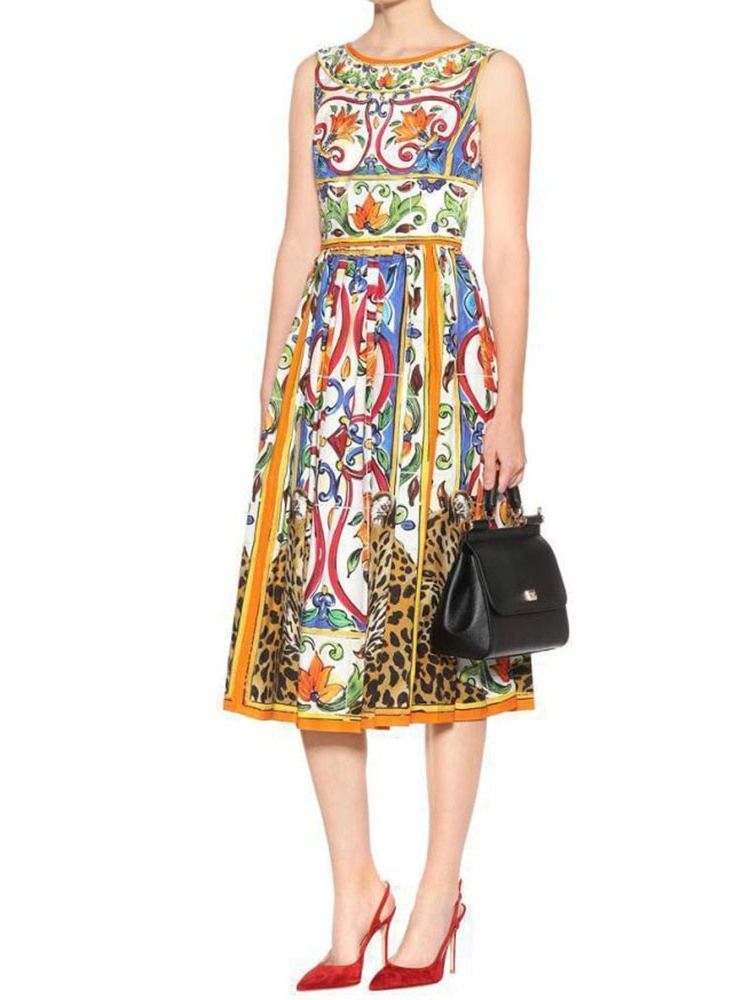 Vestido Feminino Africano Sem Mangas Cor Bloco De Cor Da Panturrilha Média