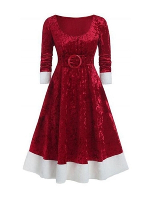 Vestido Feminino De Cano Longo De Cintura Média Manga Longa De Inverno