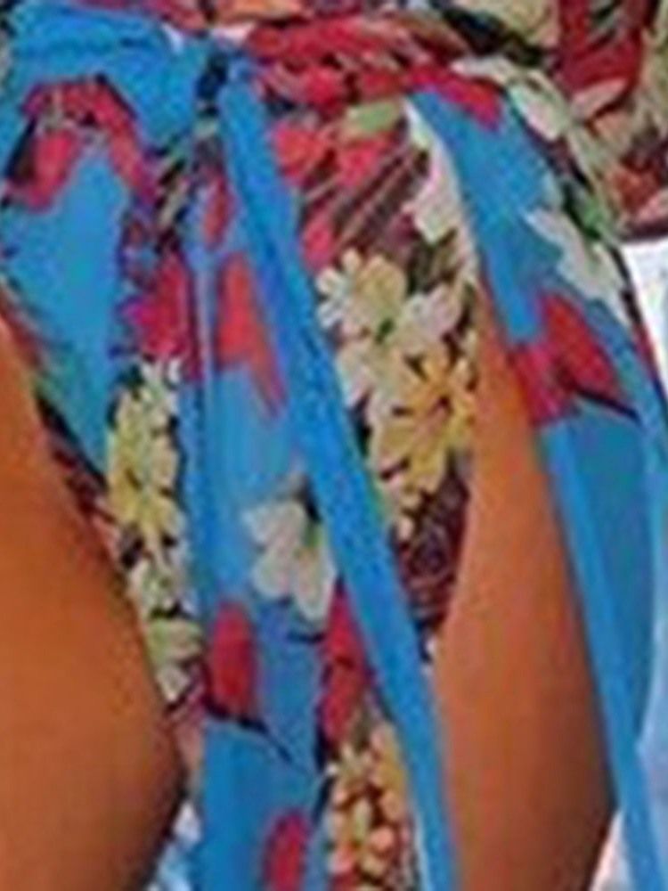 Vestido Feminino De Chiffon Até O Chão Com Estampa Dividida Floral