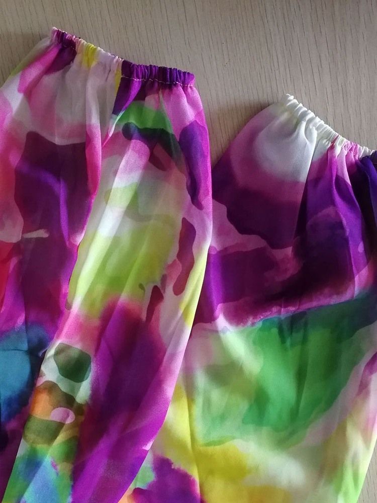 Vestido Feminino De Chiffon De Chiffon Até O Chão Com Listra Em V Com Decote Em V
